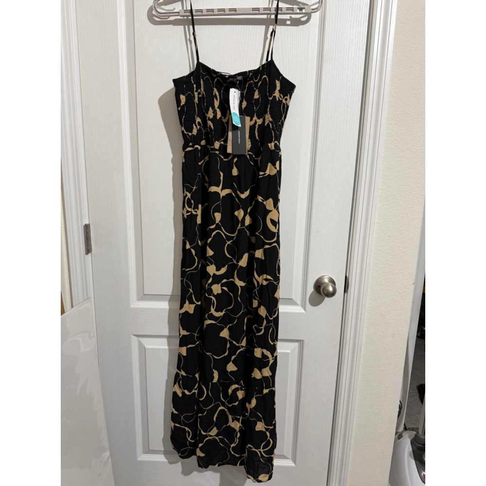 Women's Vero Moda Black & Beige Abstract Print Maxi Dress XL